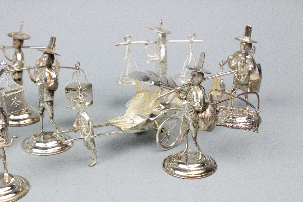 A set of eight sterling silver Chinese miniature figural menu holders, - Image 2 of 3