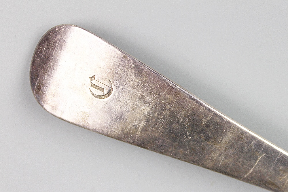 A George III Old English Pattern silver basting spoon, Stephen Adams, London 1802, initialled C, 3. - Image 2 of 2