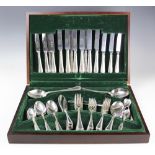 A silver plated canteen for eight of Old English and Bead pattern cutlery,