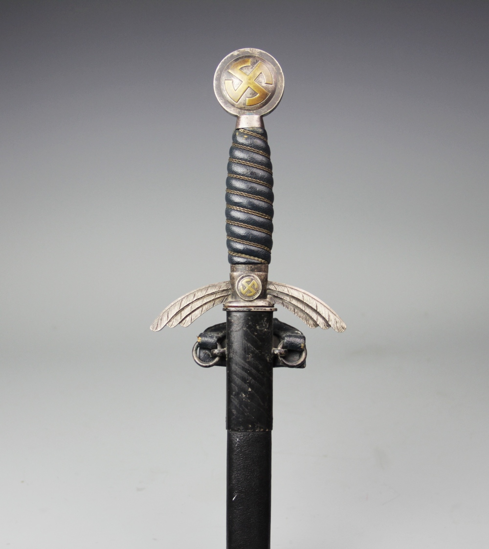 A World War II Third Reich German Luftwaffe officers sword, with 67cm Paul Weyersberg & Co blade,