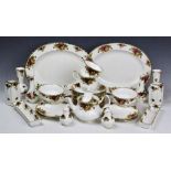 A selection of Royal Albert Old Country Roses, to include two oval meat plates, 35cm wide,