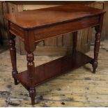 A late Victorian mahogany two tier table, on turned legs, 75cm H x 95cm W x 48.