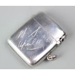 A Victorian silver vesta with integral cigar cutter to the cover, Horton and Alldayt,