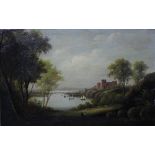 English School - 19th century, Oil on board, Chepstow Castle with the River Wye,