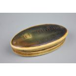 A late 18th / early 19th century documentary horn snuff box, the lid named for Richard Mollineux,