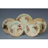 Five pieces of Royal Worcester blush ivory comprising; a scalloped plate, No.
