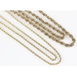 A 9ct gold rope twist chain and a further finer rope twist chain, gross weight 26.