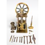 A late 19th/early 20th century brass and steel constructed industrial scale model compressor,