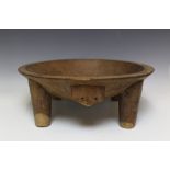 A South Pacific Polynesian Fijian carved wood Kava bowl, in the shape of a stylised turtle,