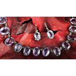 An amethyst riviere necklace and earrings,