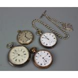 A collection of four assorted open face pocket watches, to include; a silver cased 'Matthias Elam,