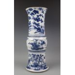 A large early 19th century Chinese porcelain blue and white Gu vase,