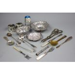 A selection of silver to include three pierced bon bon dishes to include a Victorian Nathan & Hayes