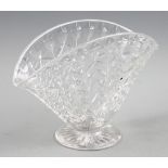 A Webb Corbett cut glass fan shaped vase, on circular base, 17.