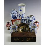 A selection of Chinese ceramics to include an early 19th century blue and white sleeve vase,