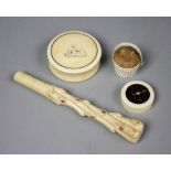 A selection of small 19th century ivory wares,