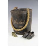 A 19th century Swiss coopered peat bucket, externally painted and titled 'Oberbalm',