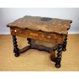 A late 17th century and later Dutch marquetry inlaid walnut centre table,