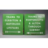 Two vintage vitreous enamel British Railway Station signs (Southern),