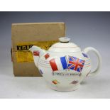 A WWII novelty teapot 'The War Against Hitlerism' by Crown Ducal for Dyson and Horsfall of Preston,