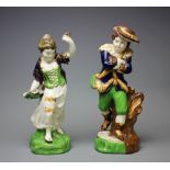 A pair of 19th century James Dudson figures of Spring and Summer, each modelled upon a base, 23.