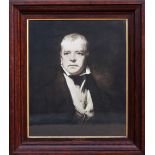 A late 19th century black and white print of Sir Walter Scott,