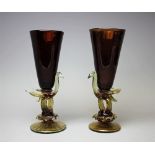 A pair of Italian glass flutes, circa 1970,