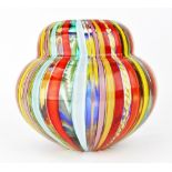 An Italian Gino Cenedese Murano Vetri cane/canne work vase, of bulbous gourd form,