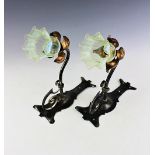 A pair of Arts and Crafts copper and wrought iron wall lights possibly Birmingham Guild of