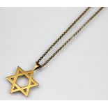 A 9ct yellow gold Star of David pendant with an attached Belcher link 9ct gold chain necklace,