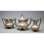 A Victorian three piece silver tea service, Joseph Angell II London 1856,