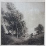 Tatton Winter, Etching, Figures in a wooded landscape, Singed in pencil, 56cm x 53cm,