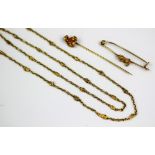 A selection of gold, to include; a gold nugget set chain,