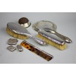 A selection of silver items to include a silver mounted pin cushion,