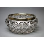 A large George V silver mounted glass bowl, James Dixon & Sons Ltd, Sheffield 1919,