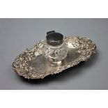 An Edwardian silver and cut glass ink well, Marks & Cohen, Birmingham 1904,