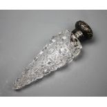 A George V silver mounted cut glass scent bottle and stopper, Birmingham 1911,