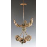 An Arts and Crafts metal ceiling light / chandelier possibly Birmingham Guild of Handicraft,