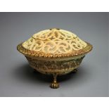 A Royal Worcester blush ivory potpourri bowl and cover, shape number G846,