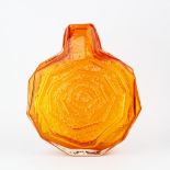 A Geoffrey Baxter for Whitefriars textured range Banjo vase, Tangerine, pattern No.