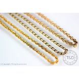 Three 9ct gold bracelets, comprising; a Belcher, a rope twist and a fancy link example,