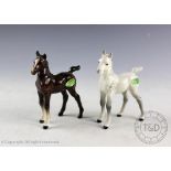 Two Beswick Arab foals, model number 1407, designed by Arthur Gredington, grey and brown gloss, 11.