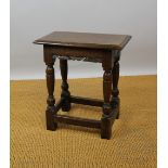 A late 17th century and later oak joint stool,