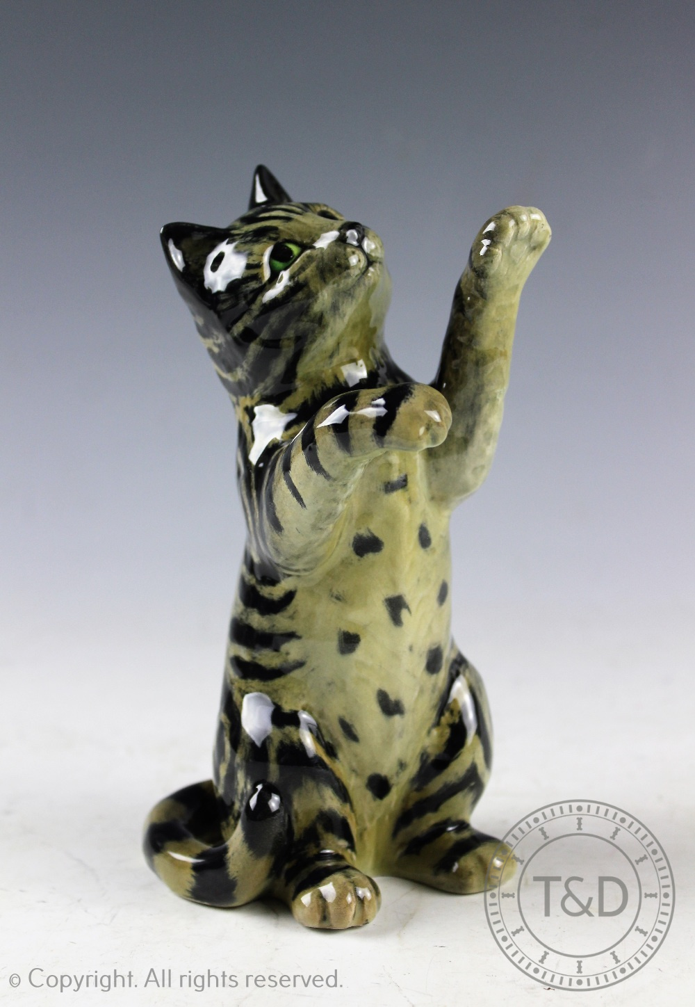 A Beswick Persian Cat - on hind legs, model number 1883, in grey swiss roll gloss,