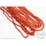 A coral bead necklace with Georgian style clasp,