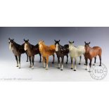 Six Beswick Bois Roussel race horse, model number 701, designed by Arthur Gredington,