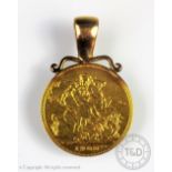 A Victorian gold sovereign dated 1900, with soldered pendant mount,