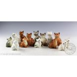 Seven Beswick Persian Kittens - seated looking up, model number 1886, designed by Albert Hallam,