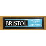 A Bristol Tipped Cigarettes vitreous enamel advertising sign, with associated attached frame,
