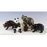 A Beswick Wild animals comprising; 2x bears standing, model number 1313, black and brown gloss, 6.